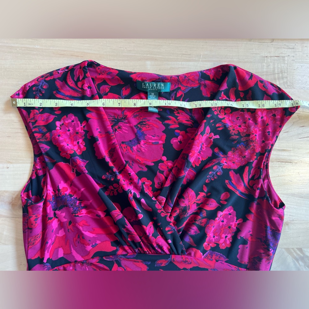 Women’s size 10 Lauren Ralph Lauren capped Sleeveless Floral Dress flowers wrap - Picture 4 of 15